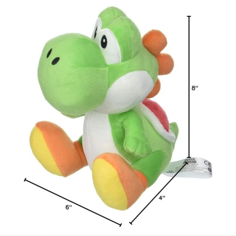 Nintendo Super Mario Brothers Green Yoshi Plush Stuffie, 8" - 10"